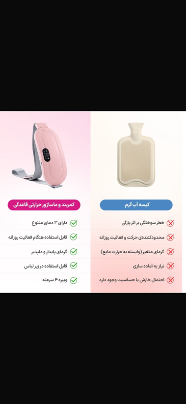 کمربند گرمکن و ماساژور رحم و پهلو مخصوص دوران قاعدگی
